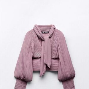 Zara Dusty Pink Pleated Top